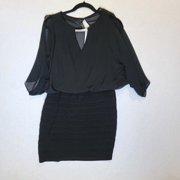 Cache Cocktail Dress Womens Small Sheer Chiffon Bodice Cold Shoulder Formal - Picture 4 of 9